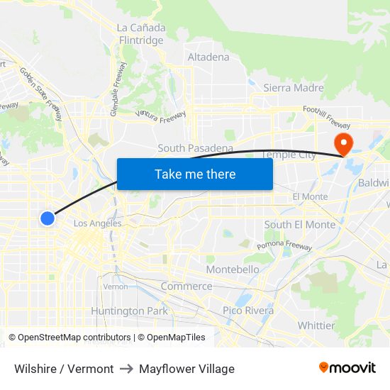 Wilshire / Vermont to Mayflower Village map