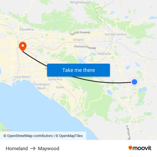 Homeland to Maywood map