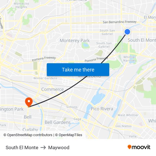 South El Monte to Maywood map