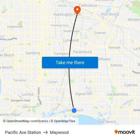 Pacific Ave Station to Maywood map