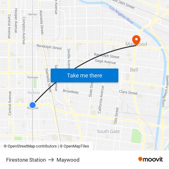 Firestone Station to Maywood map