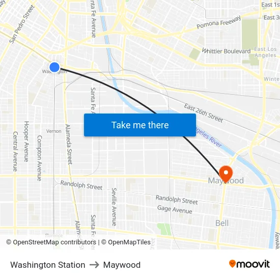 Washington Station to Maywood map