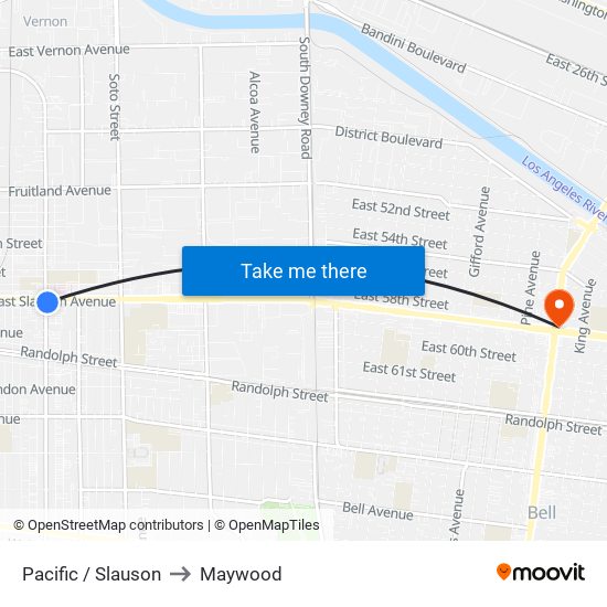 Pacific / Slauson to Maywood map