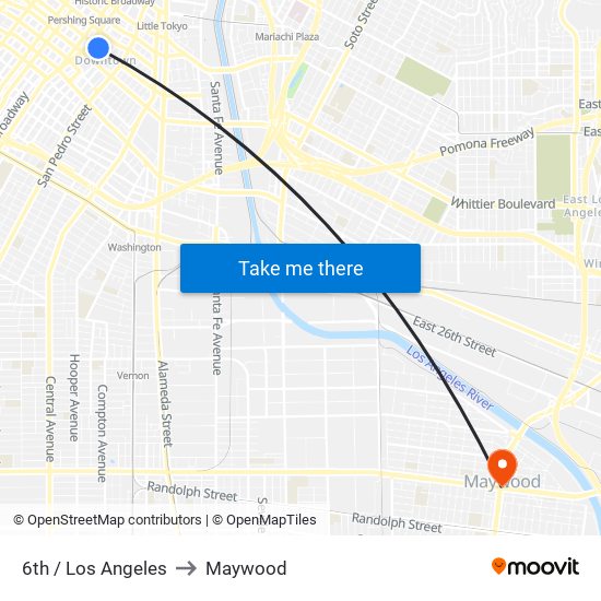 6th / Los Angeles to Maywood map