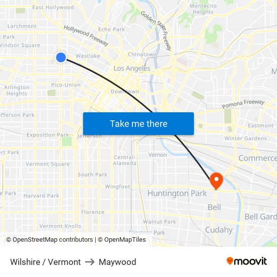 Wilshire / Vermont to Maywood map