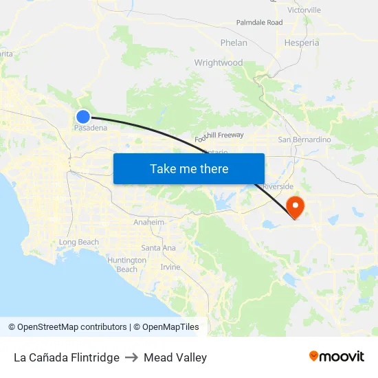 La Cañada Flintridge to Mead Valley map