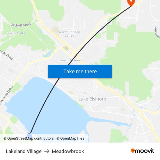 Lakeland Village to Meadowbrook map