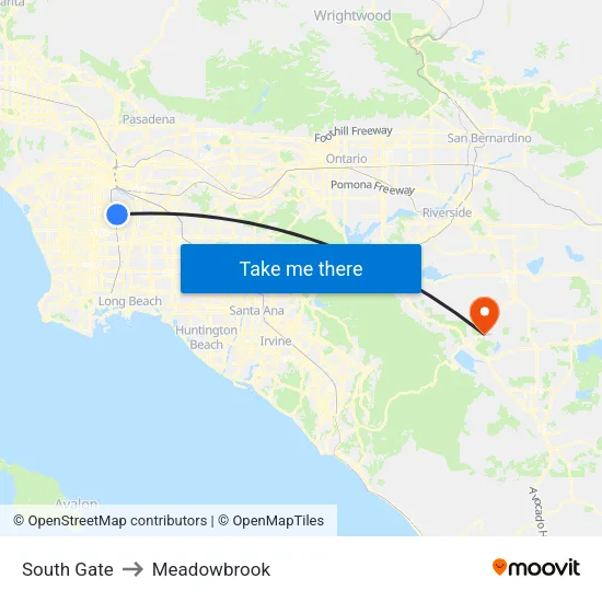 South Gate to Meadowbrook map