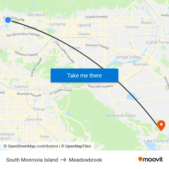 South Monrovia Island to Meadowbrook map