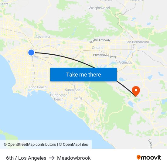 6th / Los Angeles to Meadowbrook map