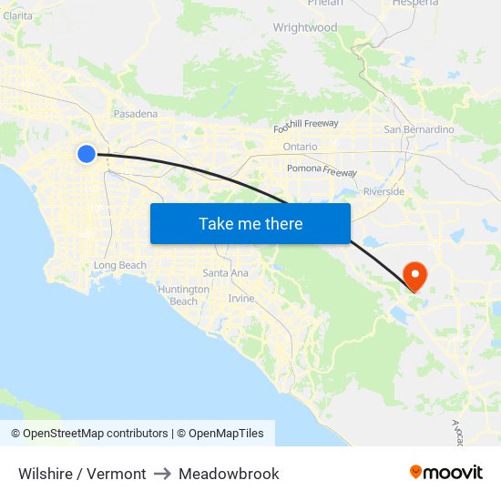Wilshire / Vermont to Meadowbrook map