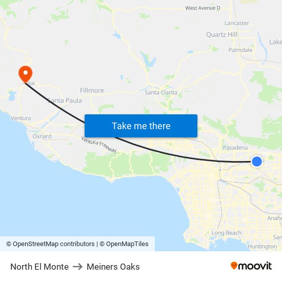 North El Monte to Meiners Oaks map