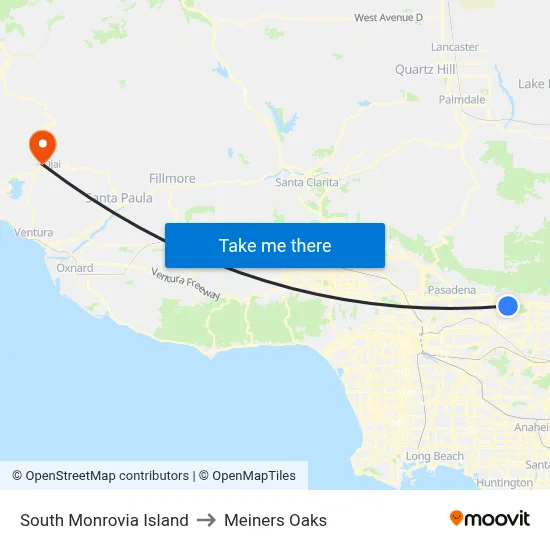 South Monrovia Island to Meiners Oaks map