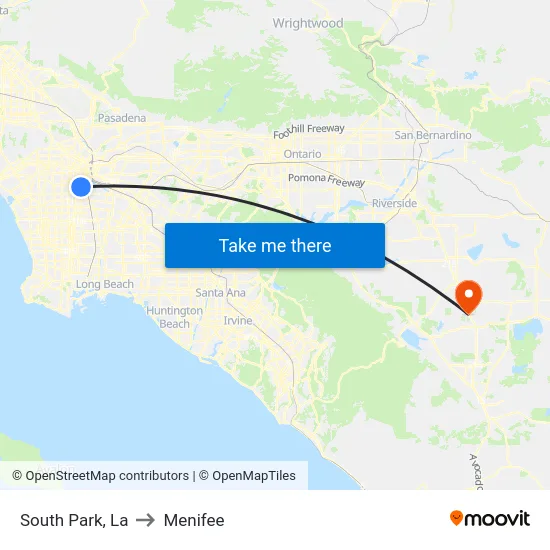 South Park to Menifee map