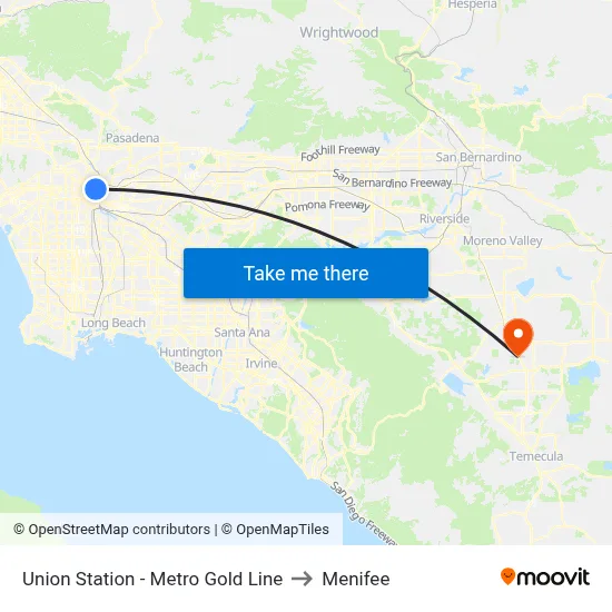 Union Station - Metro Gold Line to Menifee map