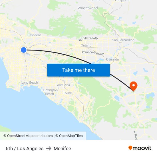 6th / Los Angeles to Menifee map