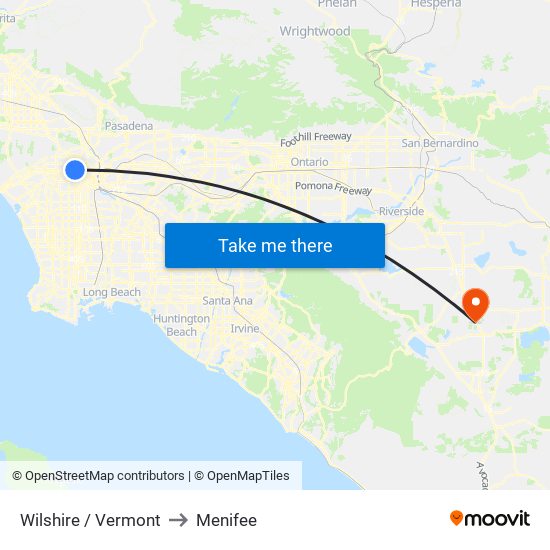 Wilshire / Vermont to Menifee map