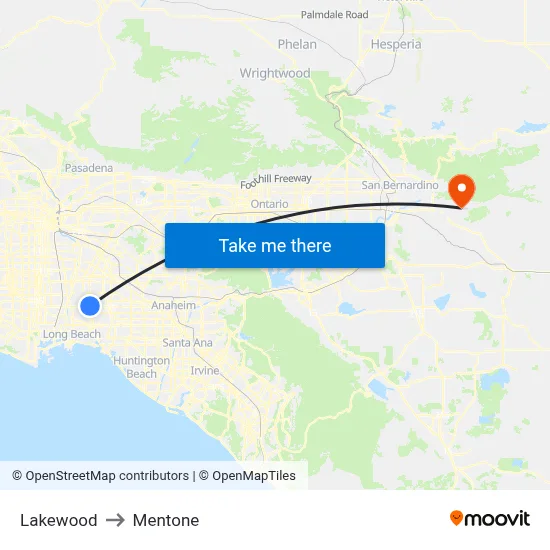 Lakewood to Mentone map
