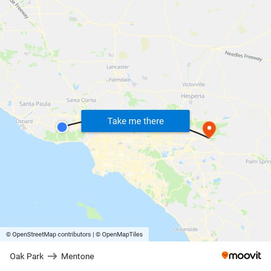 Oak Park to Mentone map