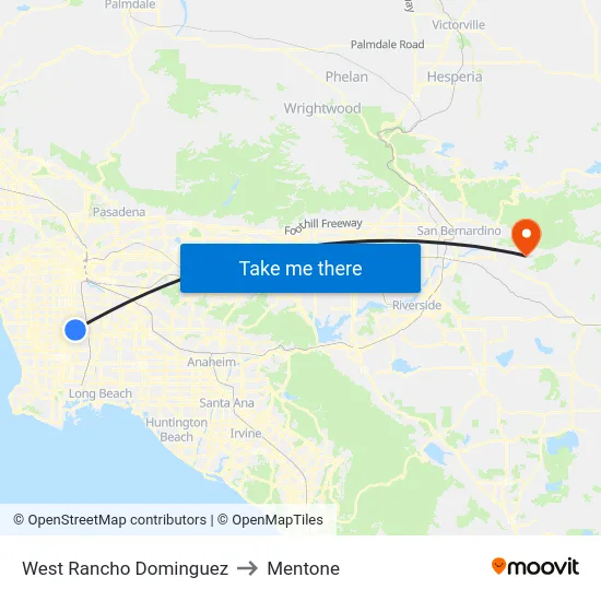 West Rancho Dominguez to Mentone map