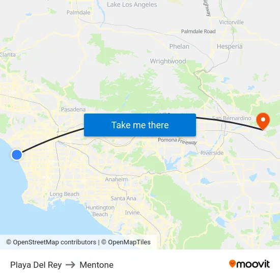 Playa Del Rey to Mentone map