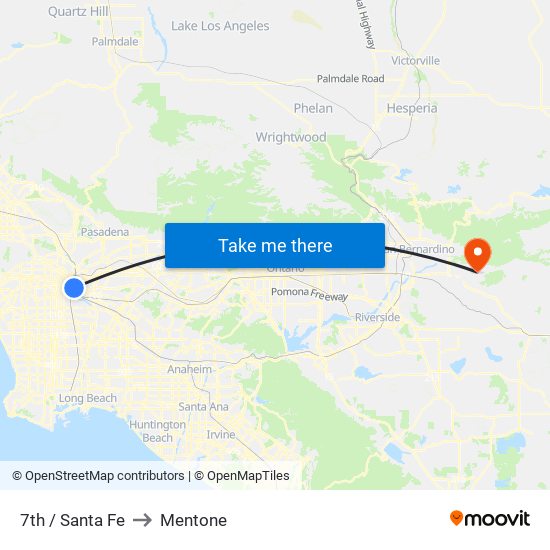 7th / Santa Fe to Mentone map