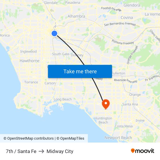 7th / Santa Fe to Midway City map