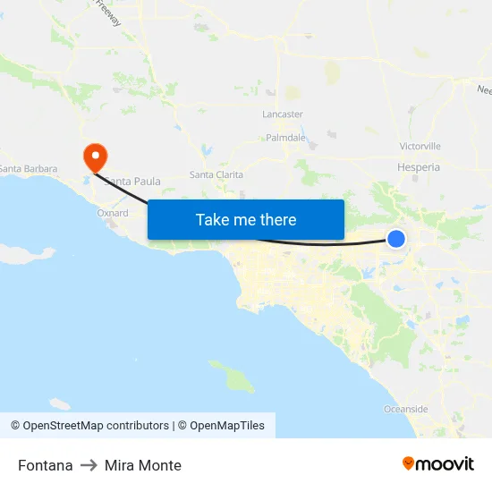 Fontana to Mira Monte map
