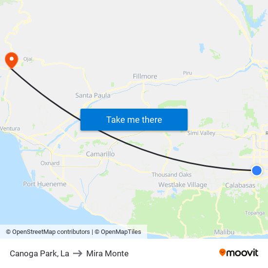 Canoga Park, La to Mira Monte map