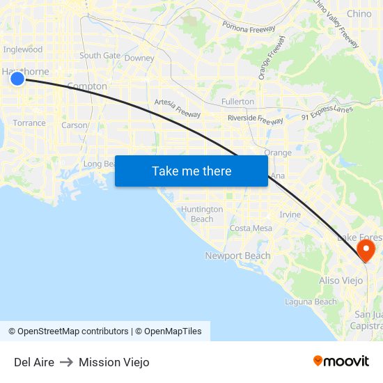 Del Aire to Mission Viejo map