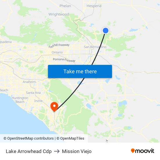 Lake Arrowhead Cdp to Mission Viejo map