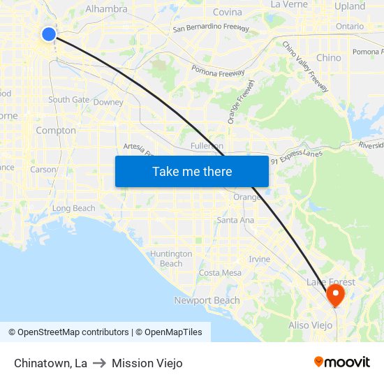 Chinatown, La to Mission Viejo map