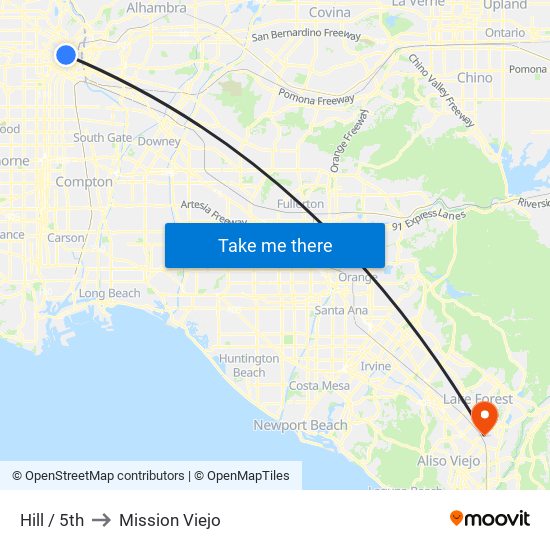 Hill / 5th to Mission Viejo map