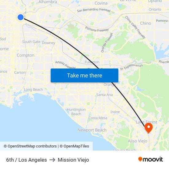 6th / Los Angeles to Mission Viejo map