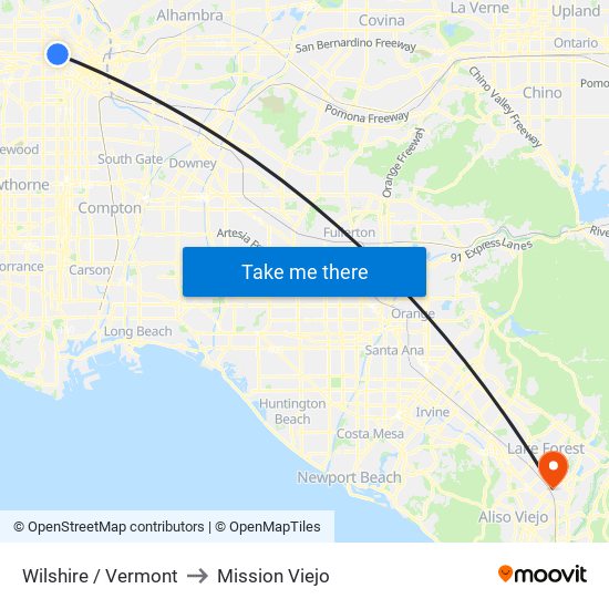 Wilshire / Vermont to Mission Viejo map