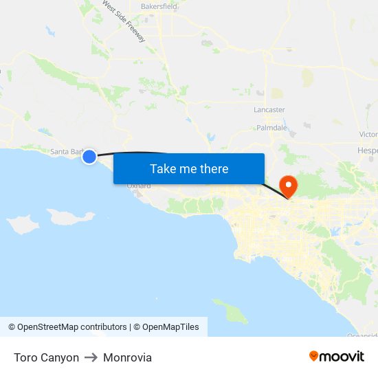 Toro Canyon to Monrovia map