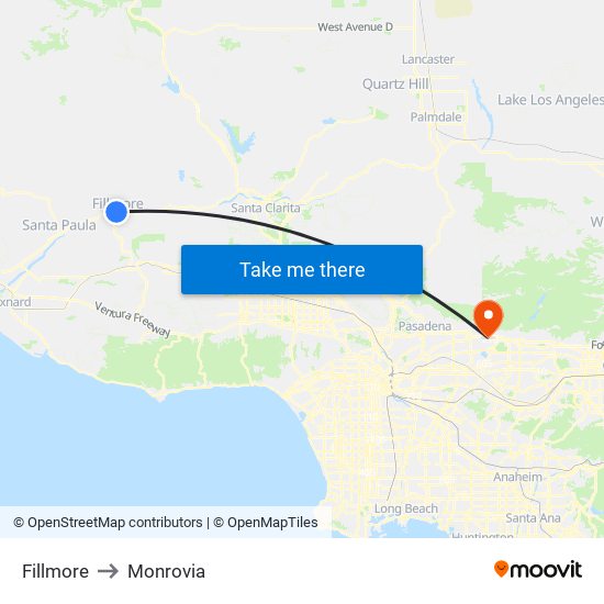 Fillmore to Monrovia map