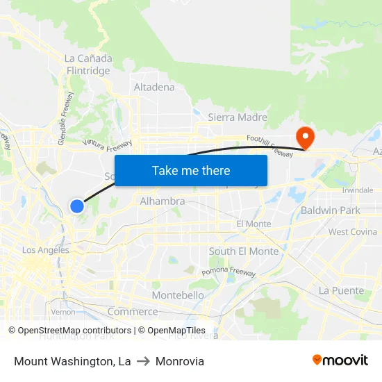 Mount Washington to Monrovia map