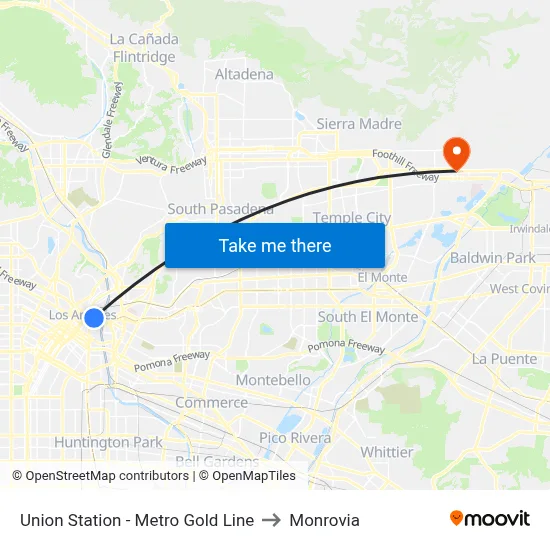 Union Station - Metro Gold Line to Monrovia map