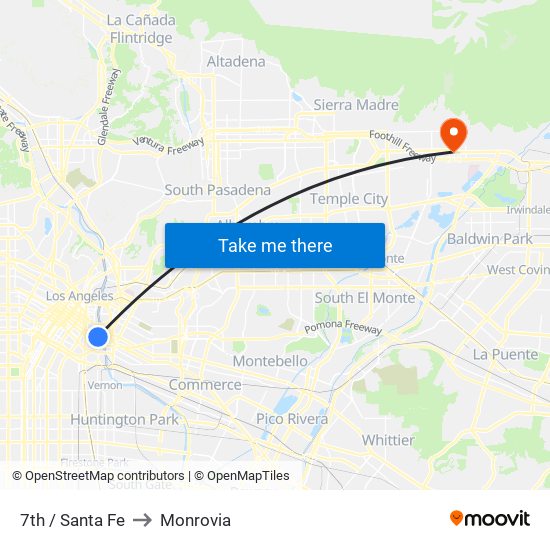 7th / Santa Fe to Monrovia map