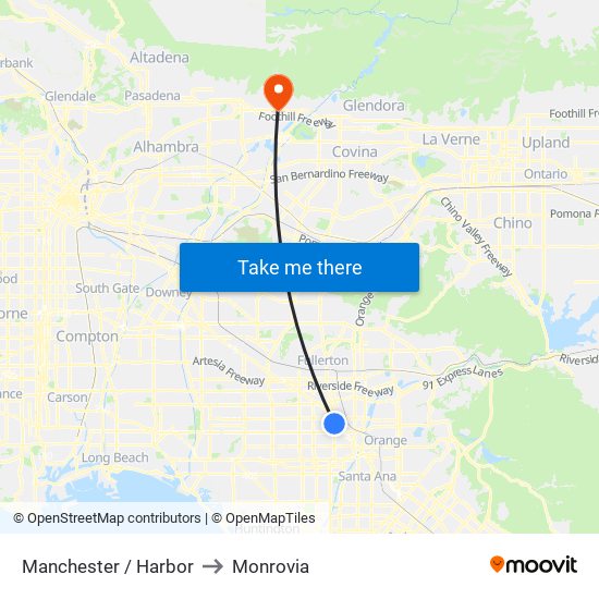 Manchester / Harbor to Monrovia map