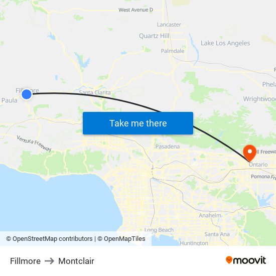 Fillmore to Montclair map
