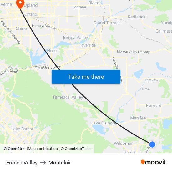 French Valley to Montclair map