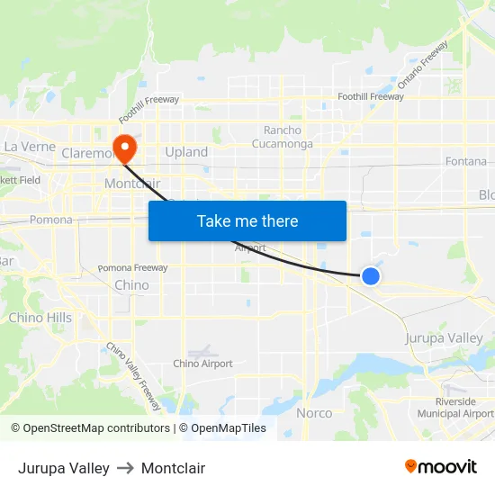 Jurupa Valley to Montclair map