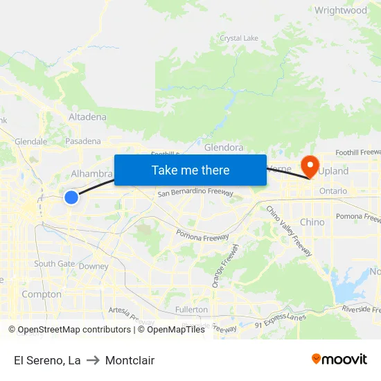 El Sereno to Montclair map