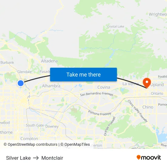 Silver Lake to Montclair map