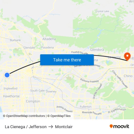 La Cienega / Jefferson to Montclair map