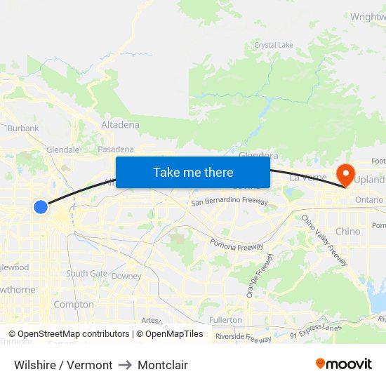 Wilshire / Vermont to Montclair map