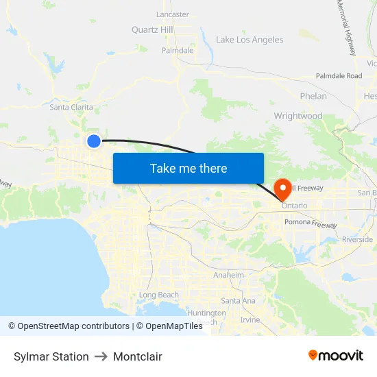 Sylmar Station to Montclair map