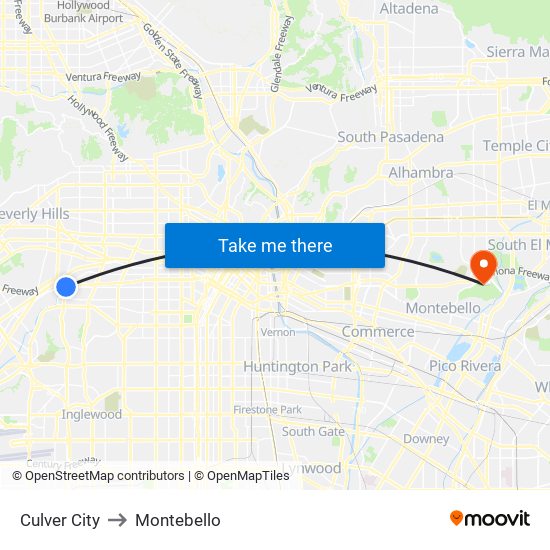 Culver City to Montebello map